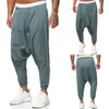 Männer Hosen 2021 Herren Streetwear Baumwolle Leinen Kreuz-Hosen Männer Baggy Solid Black Harem Männlichen HipHop Joggers Hosen Mann breite Beine