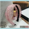 Aessórios Ferramentas ProductsWomen Retro Hollow Bordado Floral Lace Headband Shimmer Metálico Cabelo Largo Hoop Elegante Anti-Skid Dentes Party B