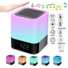 Nattlampor Väckarklocka Högtalare Smart Touch Control Dimbar RGB LED Bordslampa Till Bedroom HiFi Sound Multi-Color Ändra Undantaget Porto