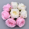 30pcs soie floraison rose blanc roses tête de fleur artificielle pour la décoration de mariage bricolage couronne cadeau scrapbooking grande fleur artisanale 210624