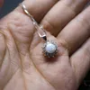 Round White Fire Opal Pendant Necklace For Women Statement Necklaces Wedding Party Jewelry Gift