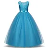 High-End-Mädchen-Hochzeitsfeier-Blumenmädchen-Kleid-Brautjungfer-Kleidung-Prinzessin-Kleider-Teenager-Mädchen-weiße Tüll-Abendkleider 5 14 Y 210303