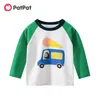 Arrivée automne et printemps bébé enfant en bas âge garçon dessin animé voiture impression à manches longues t-shirt enfants enfants vêtements 210528