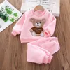 Herbst Winter Flanell Pyjamas Neugeborene Baby Jungen Kleidung Set Für Mädchen Kleidung Kleinkind Plüsch Anzug Casual Kinder Homewear 210309