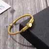 Braccialetto in oro Haoyi Braccialetti aperti da uomo nordico in acciaio inossidabile Braccialetti semplici per gioielli Q0717