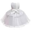 Abito da bambina in tulle di perle per bambina, senza maniche, con fiori, principessa, abito da spettacolo di nozze, paillettes, abiti da festa, abito in pizzo bowknot G1215