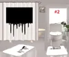 Klasik Mektup Baskılı Duş Perdeleri Seti Tasarımcı Halı 4 Parça Set Klozet Kapağı Paspas Banyo Kaymaz Paspas Setleri