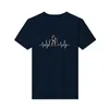 남자 티셔츠 체스 조각 하트 비트 EKG 라인 스트리트웨어 O 넥 티셔츠 여름 캐주얼