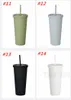 14color 22OZ mug plastic Coffee Cups Double Wall Water Bottle Car Mugs Outdoor Portable Sports cup Drinkware with straw T2I51692