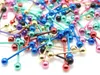 5mm Topu Paslanmaz Çelik Dil Yüzük Renk Vücut Piercing Takı Halter Dumbell Küpe 100 adet Mix Renkler