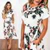 Kobiety Lato Długa Długa 2019 Kwiatowy Drukuj Boho Beach Sukienka Damska Biały Maxi Wieczorowa Dress Sundress Vestidos de Festa 3XL X0521