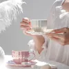 Kupalar Nordic Style Yaratıcı Set Inci ile Sunucer Ev Ofis Seramik Kahve Kupa Tanrıça Basit Lüks Süt Çay Bardak Sevimli Hediye