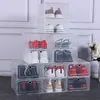 6 adet Plastik Kutu Depolama Şeffaf Ayakkabı Kutusu Organizatör Çekmece Modern Organizatör Kutuları Konteyner Ayakkabı Saklamak için Kutuları Depolama 210309