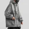 Trend Kadife Kapşonlu Çince Karakterler Peluş Kış Gevşek Çift Fermuar Hip Hop Harajuku Streetwear Pamuk Hoodie Boy 210805