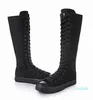 Punk emo gótico mulheres menina sapatos zip lace up rock boot tape tênis joelho alto