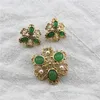 Oorbellen ketting groene semi-edelstenen imitatie parel broche 925 zilveren naald oor clips trui keten set