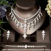 Örhängen halsband Hibride Trendy 4st Full Micro CZ Luxury African Jewelry Set for Women Wedding Party Zircon Crystal Neckce N-93