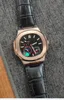 Klassische Herrenuhr 5712 001 40mm Mechanische Automatische Saphirstahl Lünette Schwarz Braun Lederband Luxus Uhren Wasserdicht