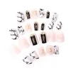 24Pcs Fake Nails Fashion Nail Art Patch White Marble Gold Accessories Hit Color Group Case8203286