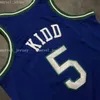 Gestikte Custom # 5 Kidd Retro Blue Shirt Mesh Borduurwerk Dames Jeugd Mens Basketbal Jerseys XS-6XL NCAA
