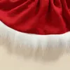 3шт Cute Baby Christmas Party Нижнее костюмы Сплошной цвет рябить длинным рукавом Romper + пышная юбка + стяжкой для малышей девушки