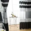Transparent tulle vit svart remsor gardin för vardagsrum lantlig stil garn för balkong w-zh003 # 35 211203