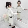 Genç Kız Giyim Çizgili Desen Eşofman Kısa Kollu Giysi Için Patchwork Çocuk Bahar 210527