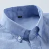 Camicie in tessuto Oxford da uomo di alta qualità a maniche lunghe tinta unita camicia elegante designer vestibilità regolare marca blu scuro coreano abbigliamento da uomo 210721