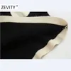 Zevity Women Vintage VネックPolkaドットプリントブレストニットセーター女性シック秋カジュアルスリムカーディガントップスS443 210603