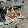 Designer damessandalen hoge hakken schoenen met puntige tenen zonnebloem kristal gesp sandaal zomerschoenen mode 10cm hiel terug riem echt lederen zool damesschoen