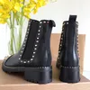 Europ new style shoes Red bottomed women's short boots double-layer outsole wear-resistant personality full toe rivet design size 35-41
