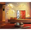 Złoty czas bogactwa i honorowe kwiaty chiński styl DIY naklejki ścienne Salon TV / sofa tło ścienne Naklejka AY9188 210308