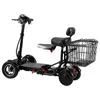 10 pouces de mobilité électrique scooter pliable 4 roues scooters électriques 250W Double moteur électrique scooter skateboard adultes avec bady child siège grand panier