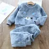 Baby Boy Girl Clothes Pajamas Set Flannel Fleece Toddler Child Warm Catoon Bear Sleepwear Kids Home Suit Winter Fall Spring 1-8Y 211130