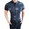 الصيف الرجال قمصان قصيرة الأكمام النمط البريطاني الأعمال اللباس الرسمي القمصان يتأهل الشارع الشهير عارضة قميص قميص أوم 210527