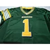 001 Edmonton Eskimos 1 WARREN MOON White Green real Full embroidery College Jersey Size S4XL or custom any name or number jersey5677635