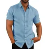 Chemises pour hommes Blouse à manches courtes Hommes Casual Slim Fit Mandarin Collier Chemises de haute qualité Summer Beach Shirt 210708