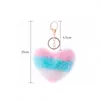 Porte-clés boule en forme d'amour arc-en-ciel, élégant, breloque pour sac, ornement, pompon en peluche mignon, porte-clés de voiture, bibelot, cadeau de noël