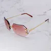 Luxury Designer Sunglasses Rimless Diamond Cut Edge Polygon Sun Glasses Driving Shades Eyewear For Mens Accessories