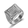 Gold White Gold Silver Tone Full Zircon Diamond Rings for Men Titanium rostfritt stål Big Anillo Cool Jewelry Party Accessory1719647