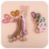 bébé lapin oreilles Teethers + tétine clips jouet enfant en bas âge en bois factice titulaire tresse coton corde chaînes M3722