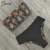 Sexy Low Hight Bikini Set Swimwear Women Bandeau Female Print Floral Strappy Swimsuit Bathing Suit Beach Wear Biquini 210702