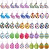 Osterohrringe aus PU-Leder, baumelnde Ohrringe in Osterei-Kaninchenform, bunter doppelseitiger Druck für Mädchen und Frauen