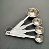 4pcs Stainless Steel Measuring Spoon Tea Cooking Baking Measure Scoop Cup Kitchen Coffee Tools DH8677