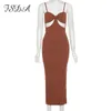 FSDA 2021 Dzianiny Sexy Bodycon Sukienka Kobiety Czarny Spaghetti Strap Backless V Neck Off Ramię Summer Midi Sukienki Party Plaża Y0603