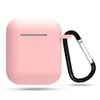 Earphone Cases For Airpods 1 2 Silicone Case Ultra Thin Protector Cover Soft Case Sleeve Pouch With Anti-lost Buckle Air pods OPP bag