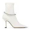 Элегантная зимняя италия бренд Leille Angle Boot Luxury Женские заостренные замшевые кожаные ботинки Хрустальная цепь леди платье Eu35-43