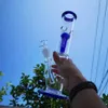 2021 12 pollici Tubo dell'acqua Bong Narghilè Blu Pneumatico Filtro di massa Vetro spesso Dab Rig Bubbler Perk 18mm Ciotola Bong Magazzino degli Stati Uniti