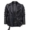 Зимняя мужская кожаная куртка мужчины мода мотоцикл PU кожаные куртки крутые молния карманы искусственные кожаные пальто ретро уличная одежда 5xL 211009