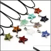 Necklaces & Pendants Star Point Natural Stone Pendum Pendant Reiki Healing Crystal Necklace Green Blue Quartz Chakras Pendo Jewelry Drop Del